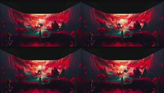 山海经-毕方沉浸式空间效果高清在线视频素材下载