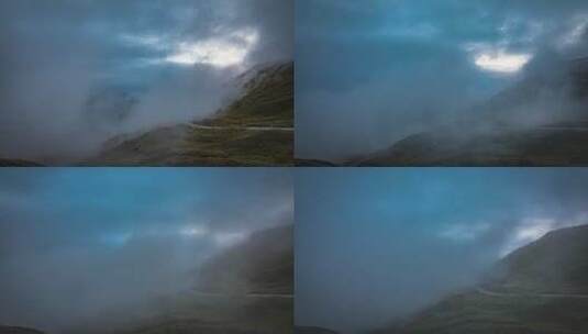 山脉中的雾天高清在线视频素材下载
