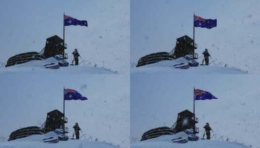 雪天边境上的澳大利亚士兵高清在线视频素材下载