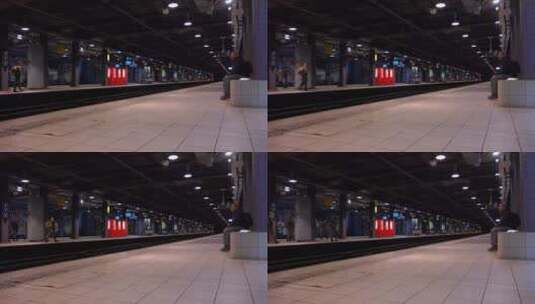 夜幕下地铁站台景观高清在线视频素材下载