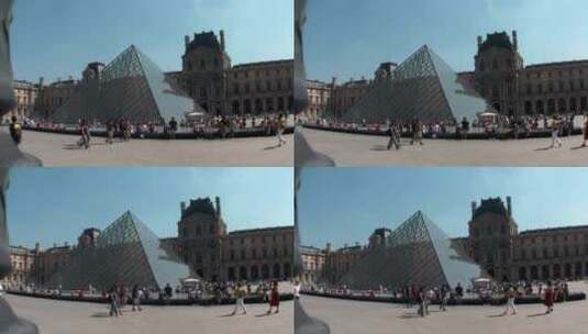 巴黎卢浮宫的街道景观高清在线视频素材下载