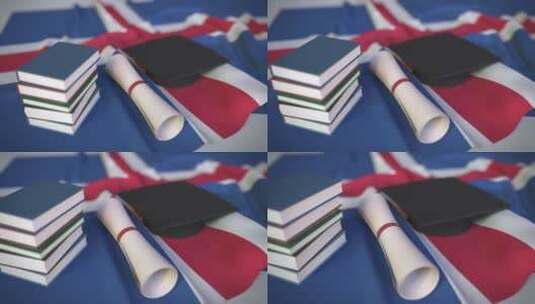 冰岛国旗毕业帽和文凭高清在线视频素材下载