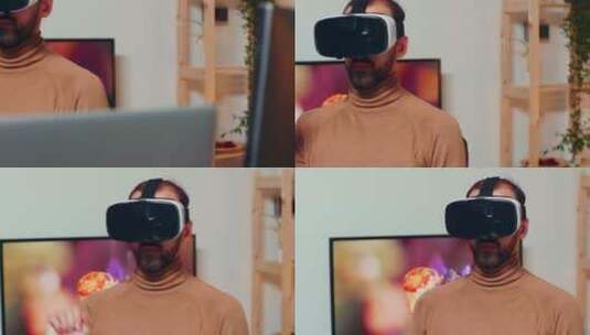 工程师在体验虚拟现实眼镜高清在线视频素材下载
