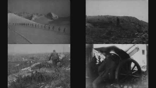 第一次世界大战中的意大利军队使用滑雪板穿越阿尔卑斯山高清在线视频素材下载