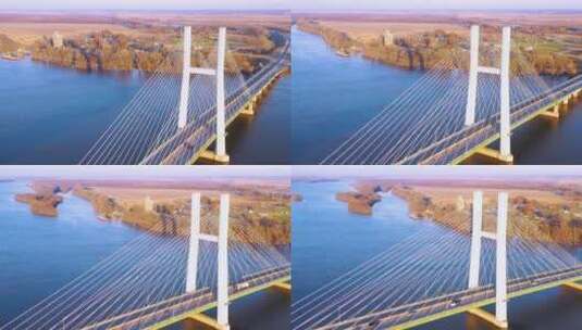 汽车景观密西西比河上的大桥高清在线视频素材下载