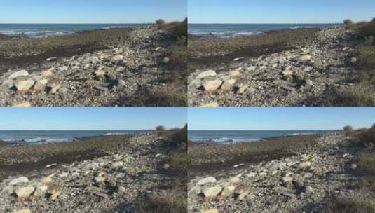 大海海滩与岩石高清在线视频素材下载