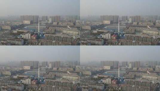 航拍山东济南城市交通雾霾天气高清在线视频素材下载