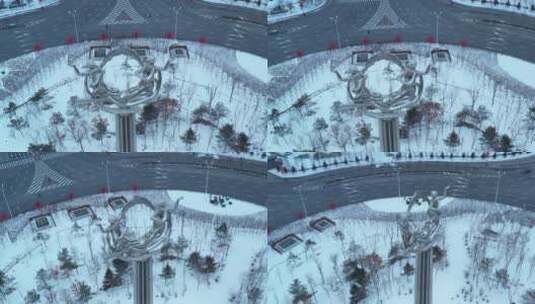 航拍疫情下的长春卫星广场1高清在线视频素材下载