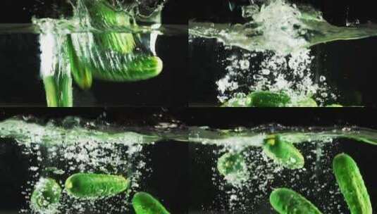 黄瓜掉进水里高清在线视频素材下载