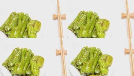 红烧青椒菜品美食炒辣椒4k视频高清在线视频素材下载