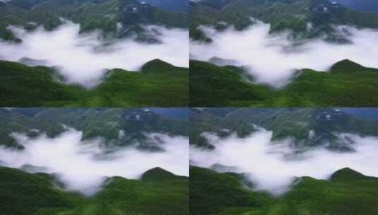 航拍雨后山谷中的云海高清在线视频素材下载