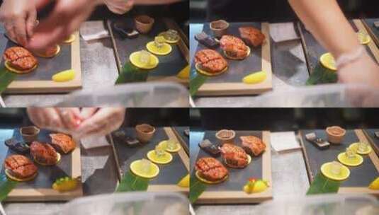 日料厨师在厨房准备日本料理高清在线视频素材下载