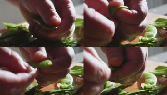 【镜头合集】处理清洗荷兰豆蔬菜维生素高清在线视频素材下载