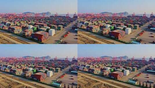 上海洋山港集装箱码头高清在线视频素材下载