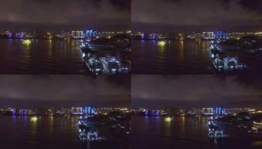 海南三亚游艇码头航拍高清在线视频素材下载