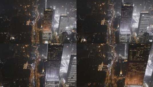 上海静安区夜景延时航拍高清在线视频素材下载