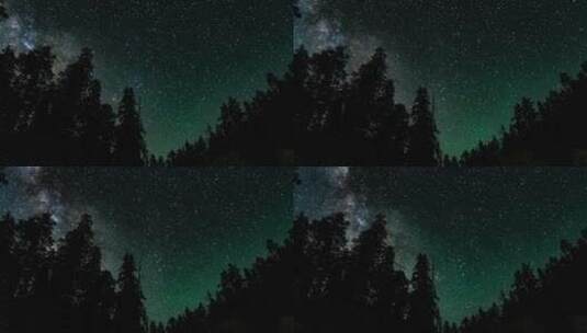 香格里拉普达措森林星空银河延时摄影高清在线视频素材下载