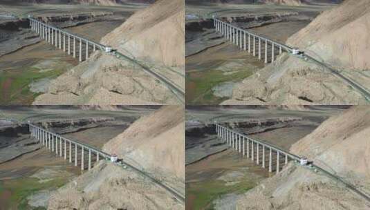 航拍青藏铁路三岔河大桥高清在线视频素材下载