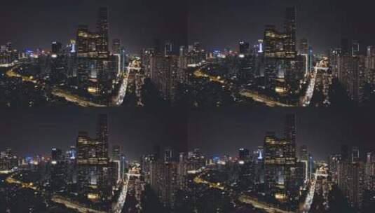 4k航拍深圳南山地标腾讯滨海大厦夜景高清在线视频素材下载