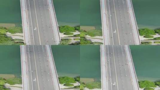 航拍河面唯美桥梁交通竖屏高清在线视频素材下载