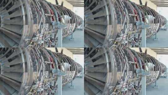 大型飞机涡轮机特写高清在线视频素材下载