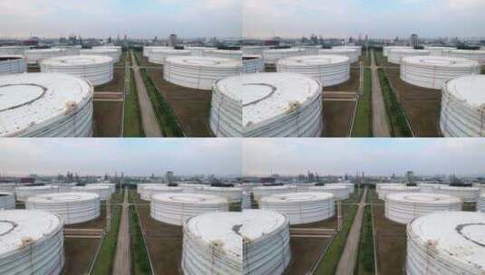 航拍宁波储油基地巨型储油罐高清在线视频素材下载