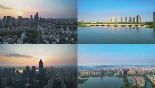 绍兴市凌晨航拍风光合集高清在线视频素材下载