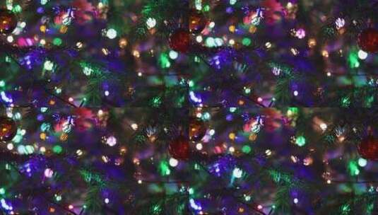 圣诞花环的五彩灯在圣诞树上快速闪烁高清在线视频素材下载