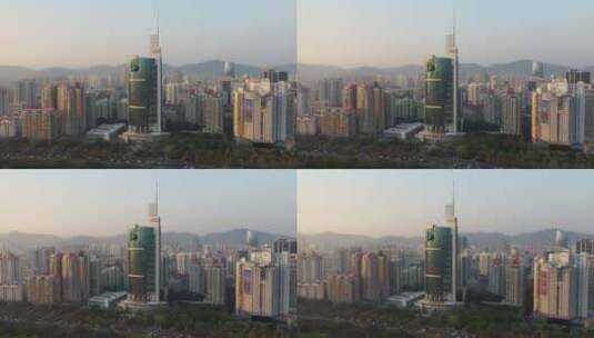深圳特区报业大厦全景航拍右环绕高清在线视频素材下载
