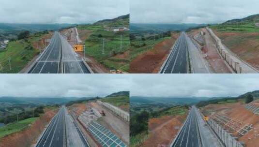 公路建设视频建设施工中的云南山区高速公路高清在线视频素材下载