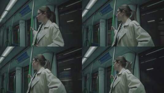 地铁里的女人高清在线视频素材下载