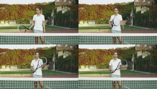 打网球的女人特写高清在线视频素材下载