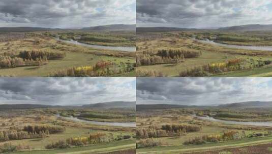 航拍内蒙古秋季根河地理风光高清在线视频素材下载