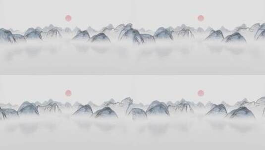 中国风水墨风格山水动画高清在线视频素材下载
