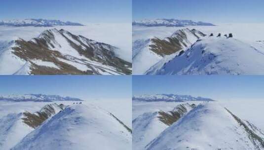 川西雪山冬季航拍风景高清在线视频素材下载