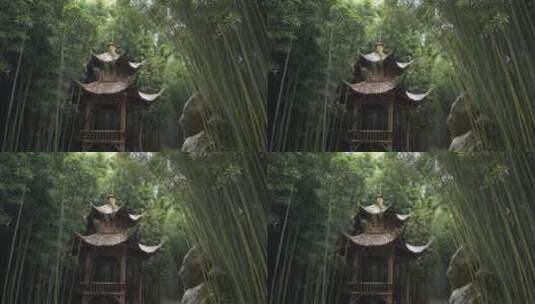 竹林中的亭子高清在线视频素材下载