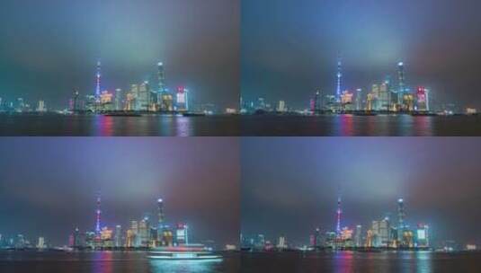 上海陆家嘴金融中心夜景高清在线视频素材下载
