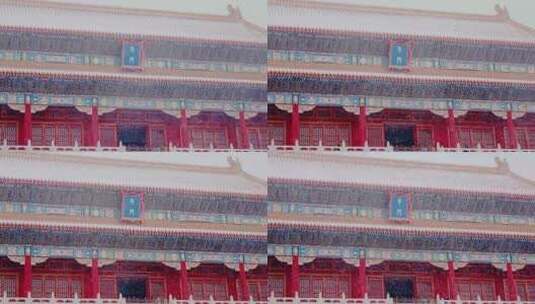 冬天下雪风景4k北京故宫午门雪景视频高清在线视频素材下载
