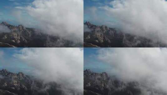 航拍青岛崂山巨峰海上名山延时拍摄高清在线视频素材下载