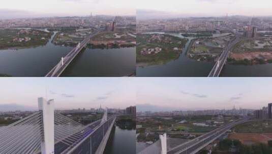 东莞东江黎川大桥航拍合集高清在线视频素材下载