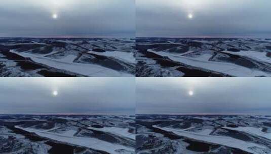 航拍冰雪覆盖的雪原大地高清在线视频素材下载