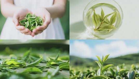玻璃杯泡绿茶特写高清在线视频素材下载