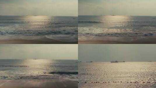 大海油轮海浪沙滩唯美空镜头东山岛南门湾高清在线视频素材下载