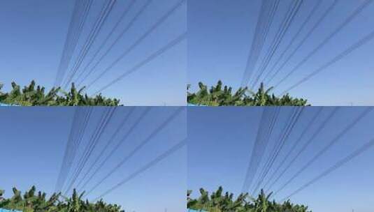 蓝色天空下的高压电线高清在线视频素材下载