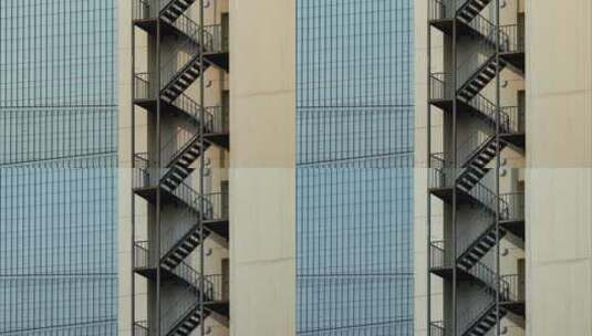楼梯建筑高楼玻璃幕墙光影变化高清在线视频素材下载