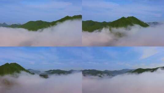 春天绿色的大山晨雾缠绕高清在线视频素材下载