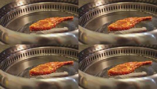 木炭烤肉韩国烤肉高清在线视频素材下载