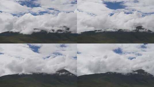 西藏高原草地高山云雾延时高清在线视频素材下载