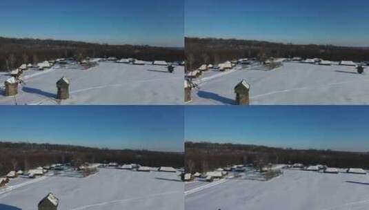 乌克兰村庄的冬季景观。新年景观。白雪覆盖的村庄。乌克兰。高清在线视频素材下载