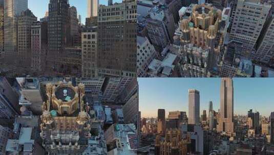 城市航拍布赖恩特公园酒店帝国大厦纽约建筑高清在线视频素材下载